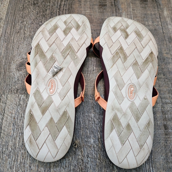 Chaco Flip Flop Asymmetrical Orange Sandals Women's size 6 - Picture 5 of 9